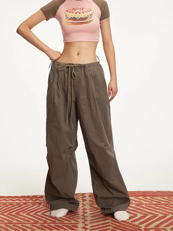 Pantalons cargo paratrooper à taille basse et ample 