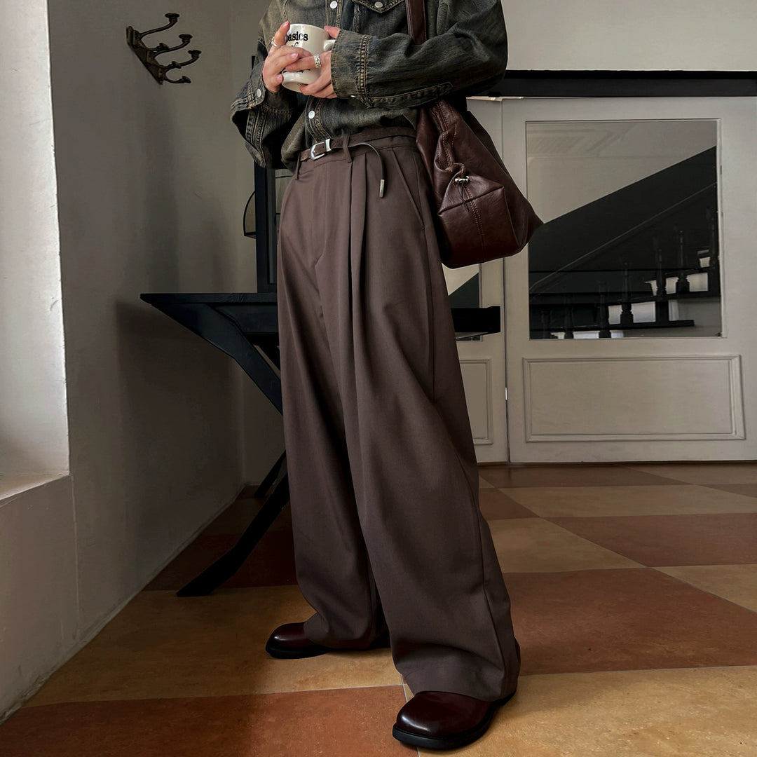 Retro široké rovné kalhoty 