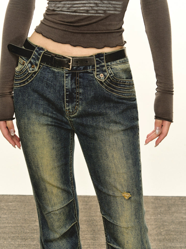 Retro Flared Slim Fit Jeans Pants
