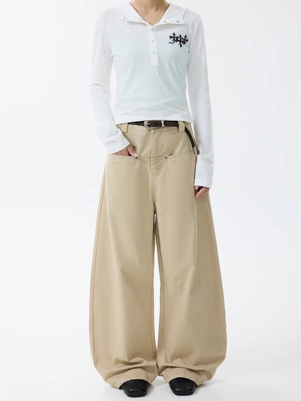 Lässige Retro Weite Beinform Hose 