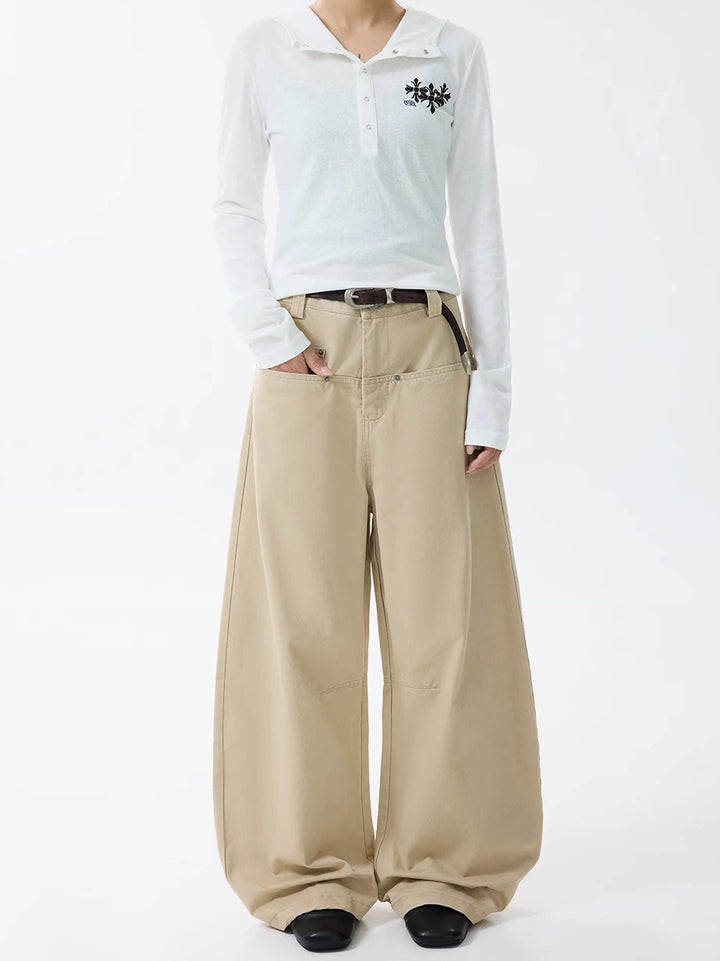 Lässige Retro Weite Beinform Hose 