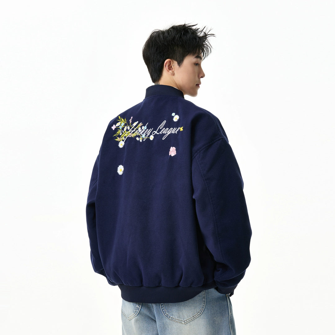 Letter Embroidered Baseball Jacket