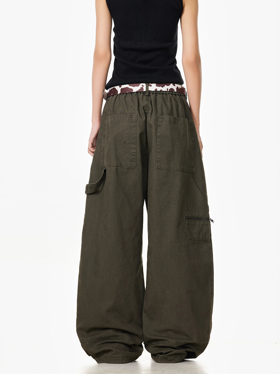 Vintage Double Knee Wide-Leg Casual Pants