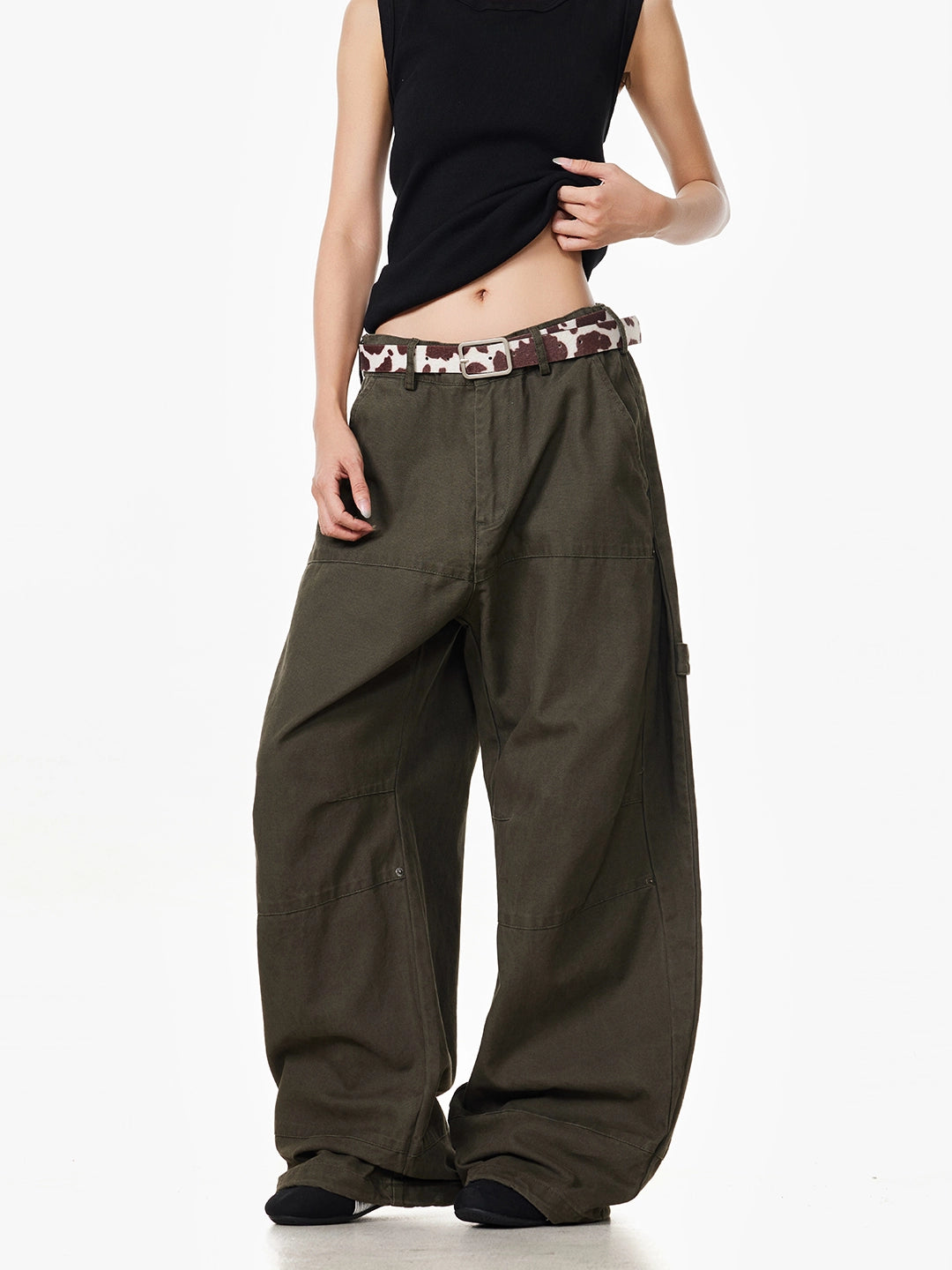 Vintage Double Knee Wide-Leg Casual Pants