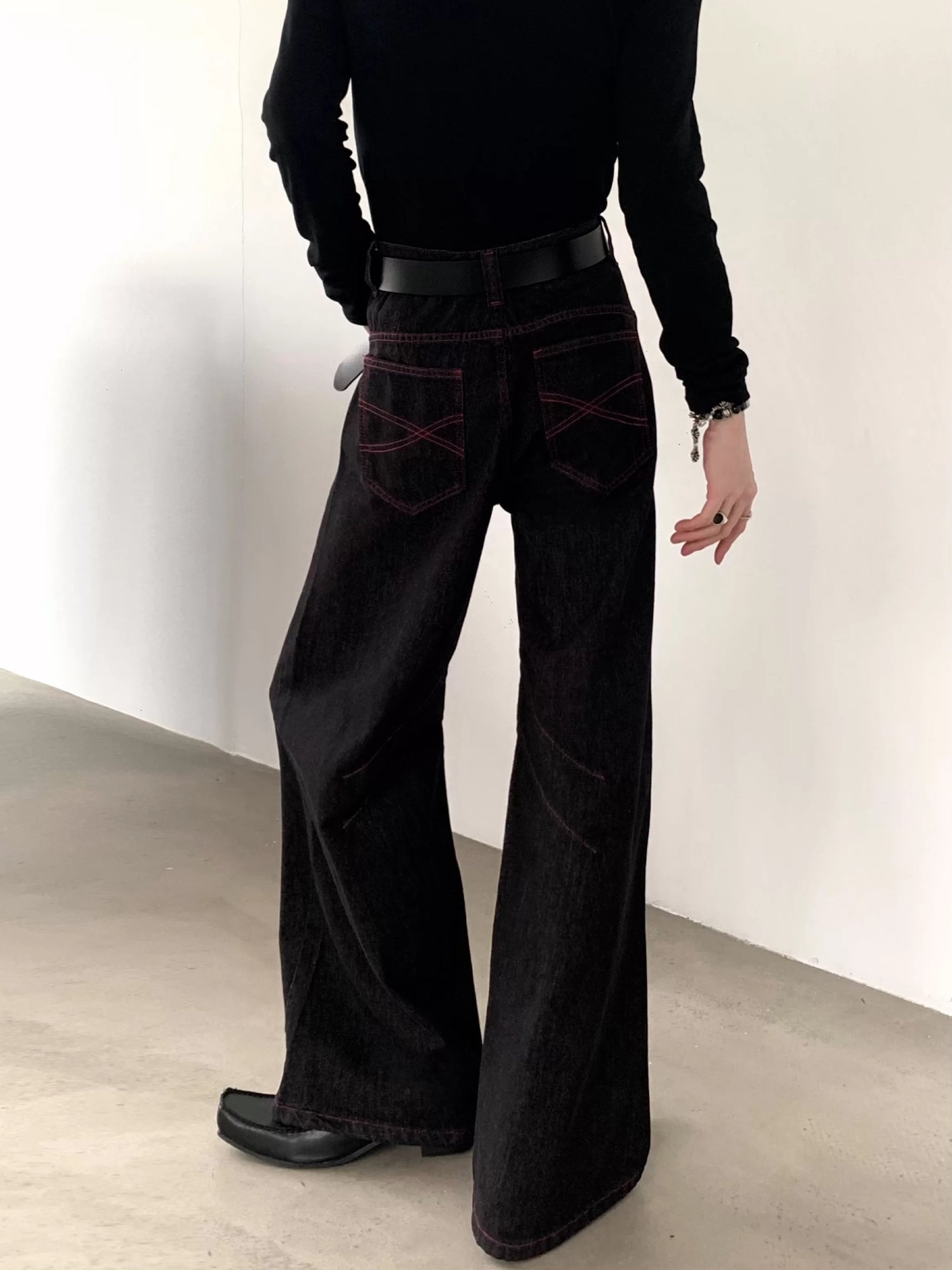 와이드 레그 셀비지 데님 청바지 팬츠 