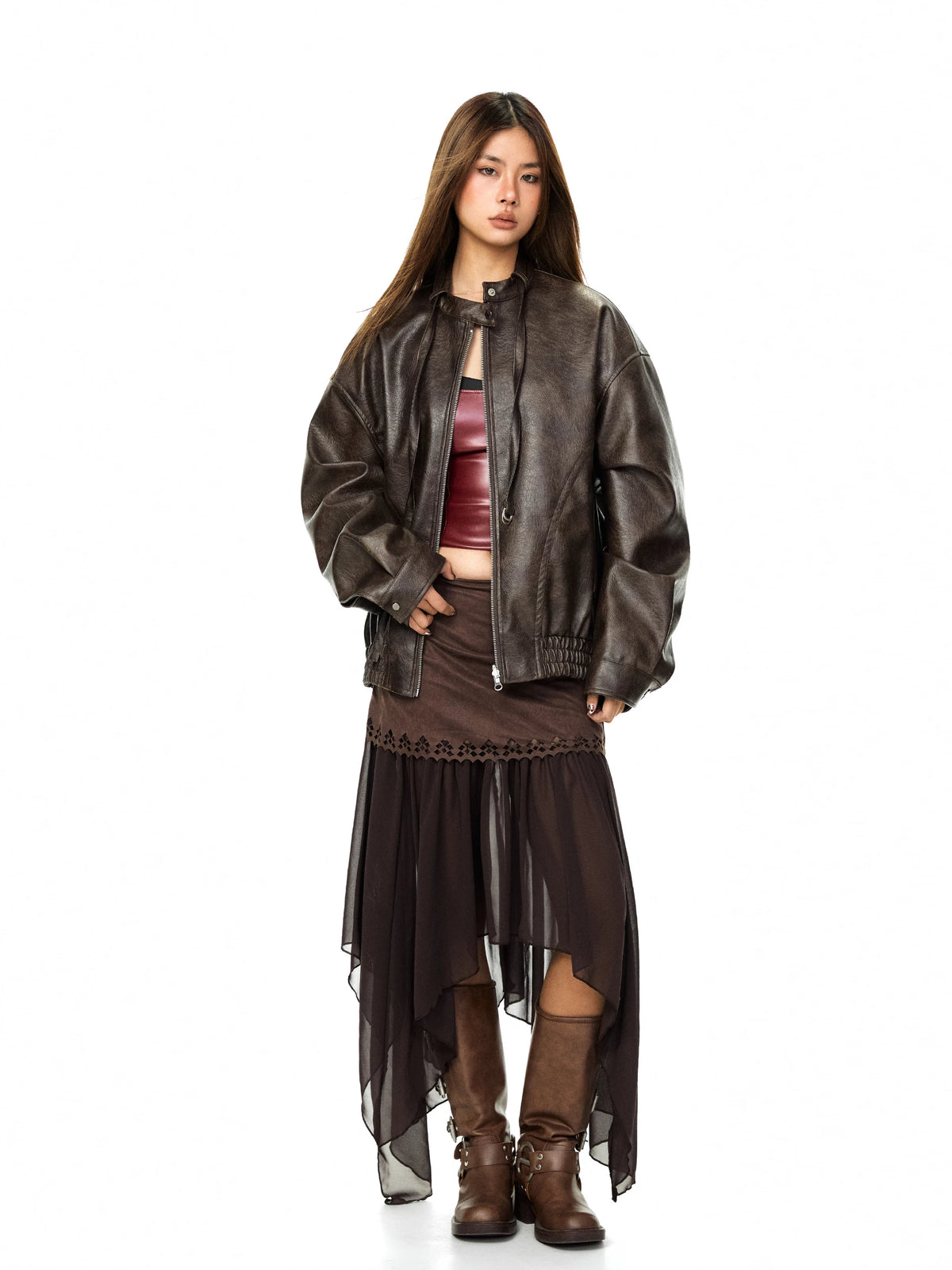 Retro Matte PU Leather Zip Jacket 4