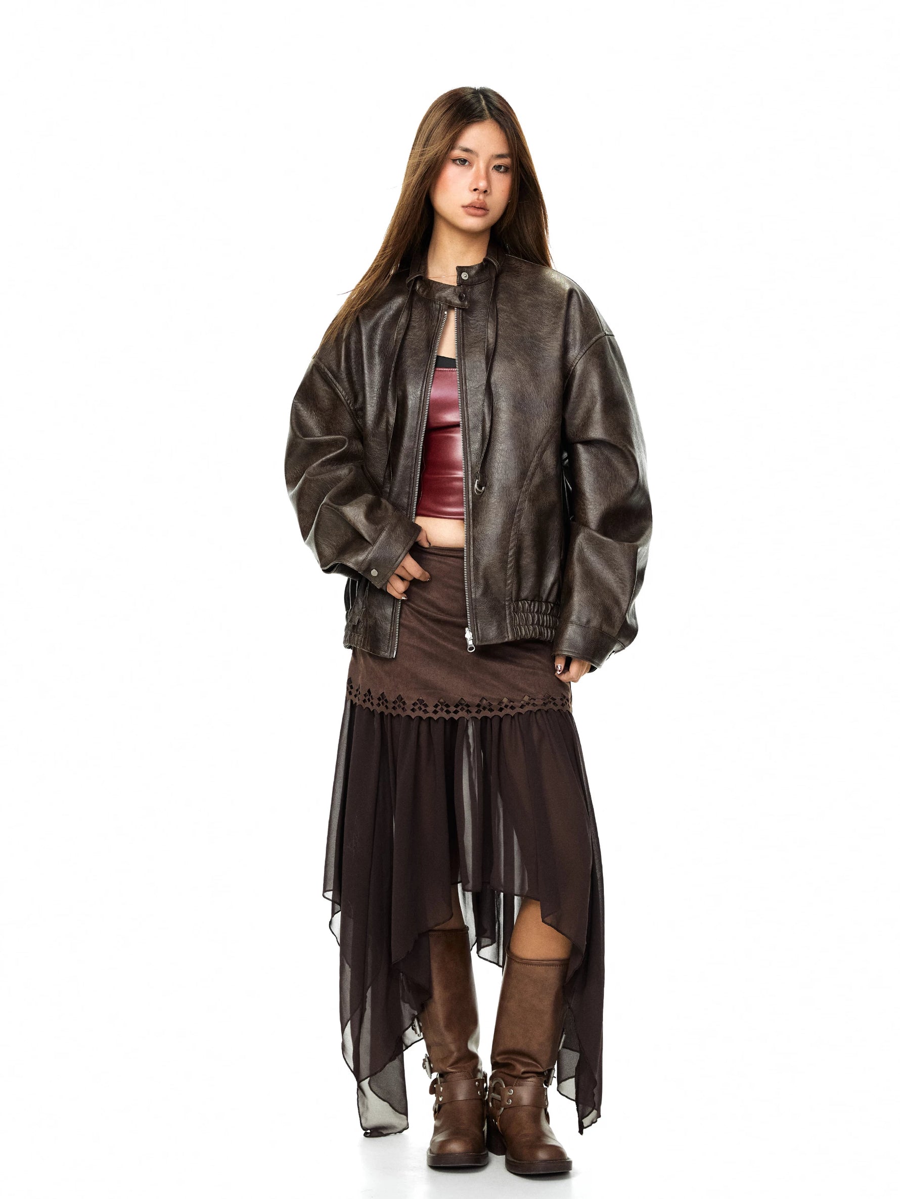 Retro Matte PU Leather Zip Jacket 4