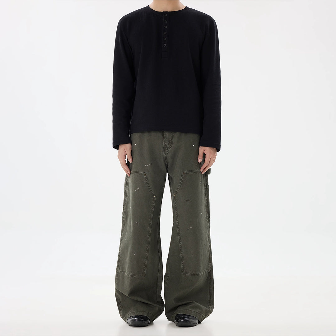 Vintage Flared Straight Overalls Pants