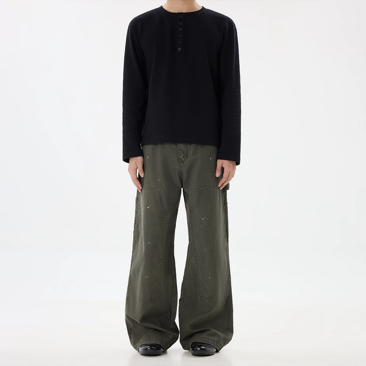 Vintage Flared Straight Overalls Pants