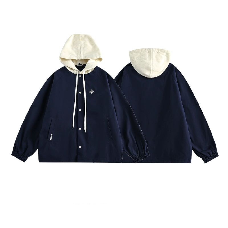 Contrast Splicing Hooded Jacket