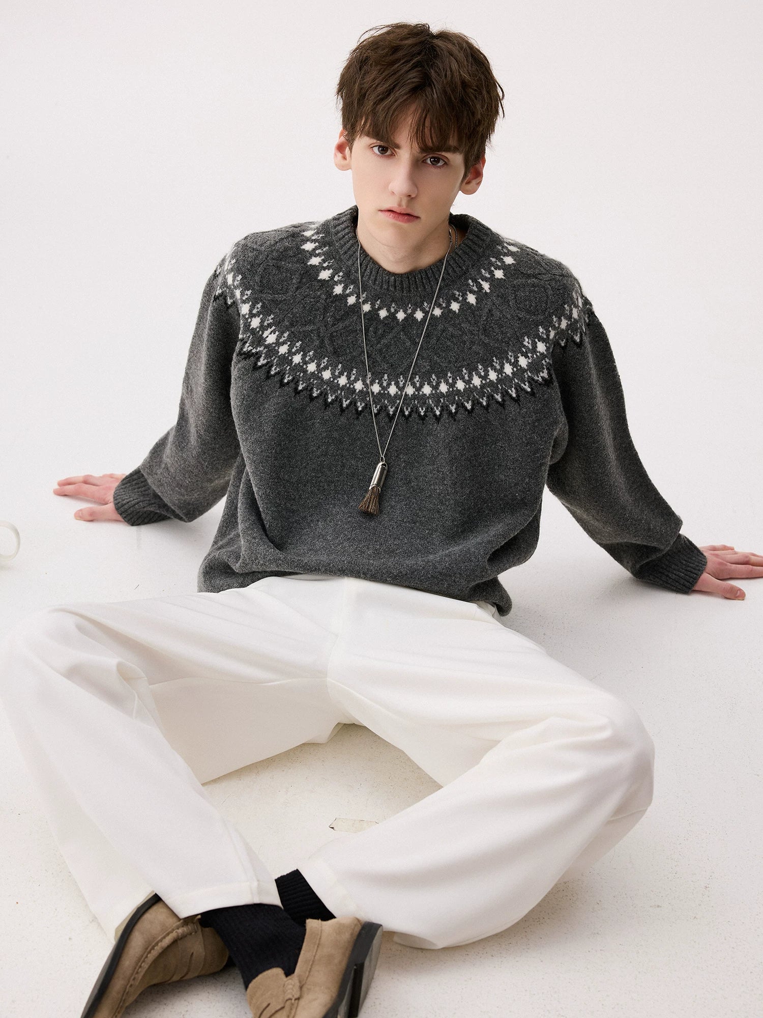 سويت شيرت بياقة دائرية من مزيج الصوف من فير آيل 