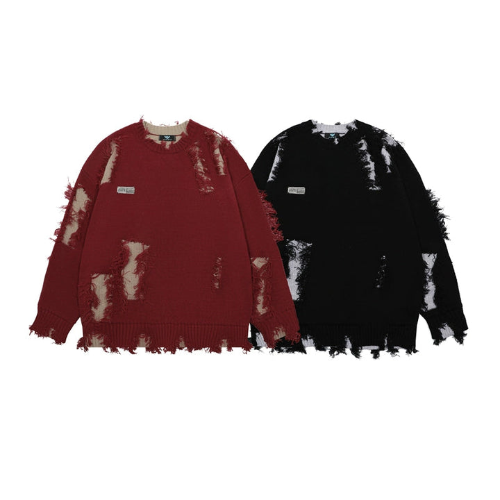 Distressed Irregular Hole Knit Sweater