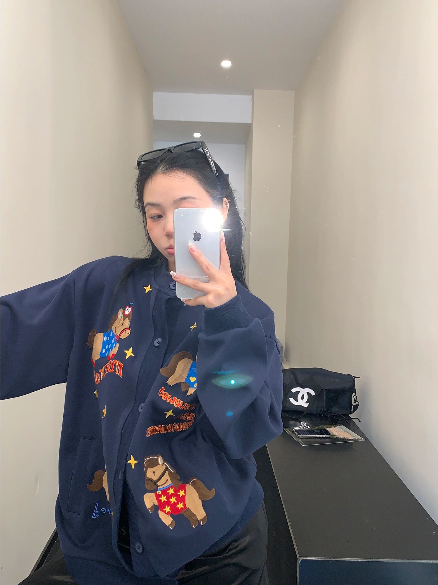 Cappotto Relaxed Fit Ricamato con Pony Cartone 