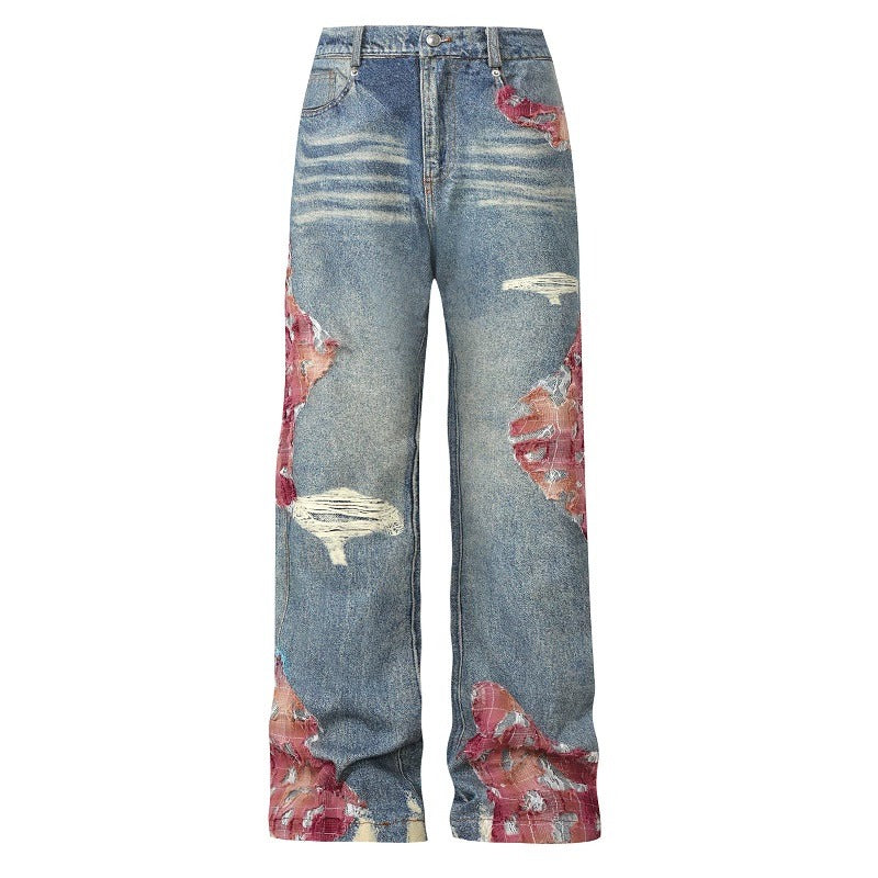 Unisex Printed Denim Lace Fashion Set