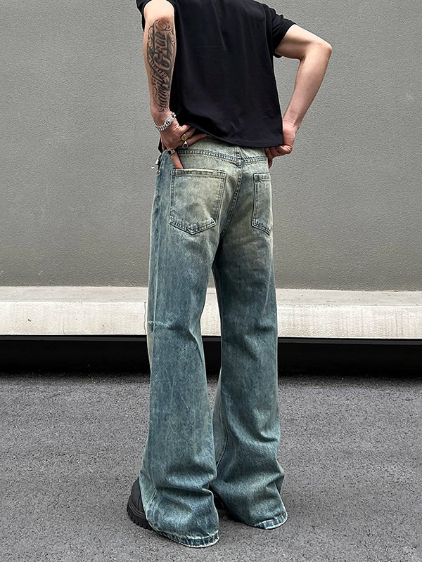 Jeans holgados de tiro acampanado desgastados 