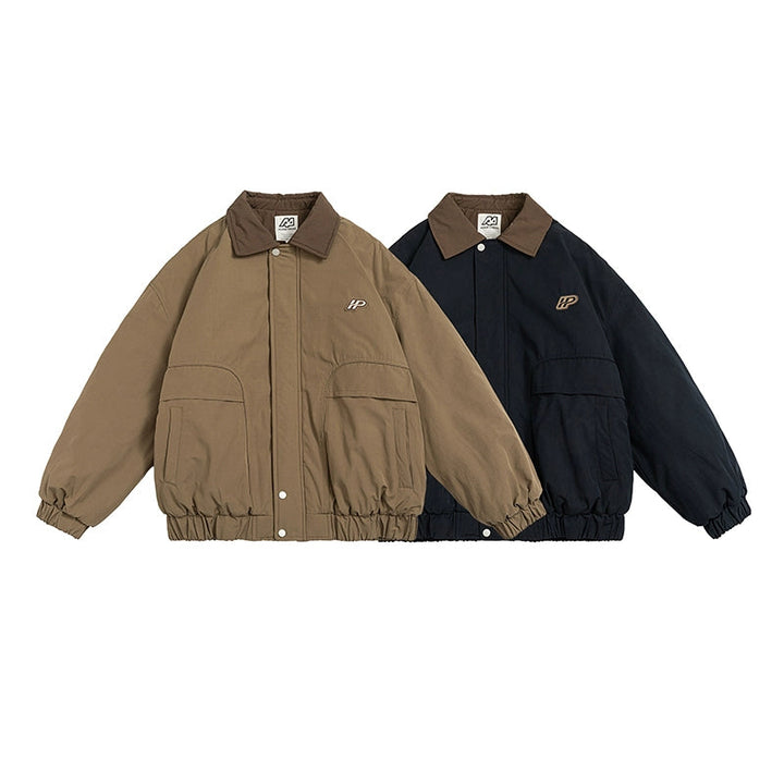 Veste à revers en coton isolée de travail rétro 