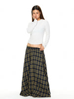 Plaid Pleated A-Line Midi Skirt 5