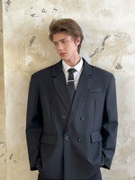 Oversized Double-Breasted Wide-Shoulder Suit Jacket 3