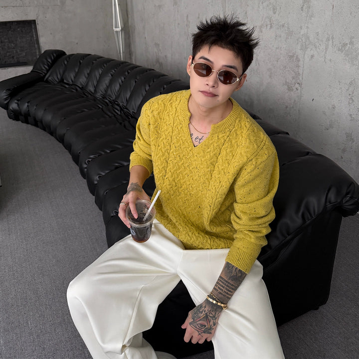 Alpaca Wool Cable Knit Loose Sweater