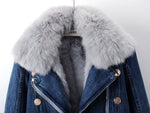 Short Faux Fur Denim Jacket