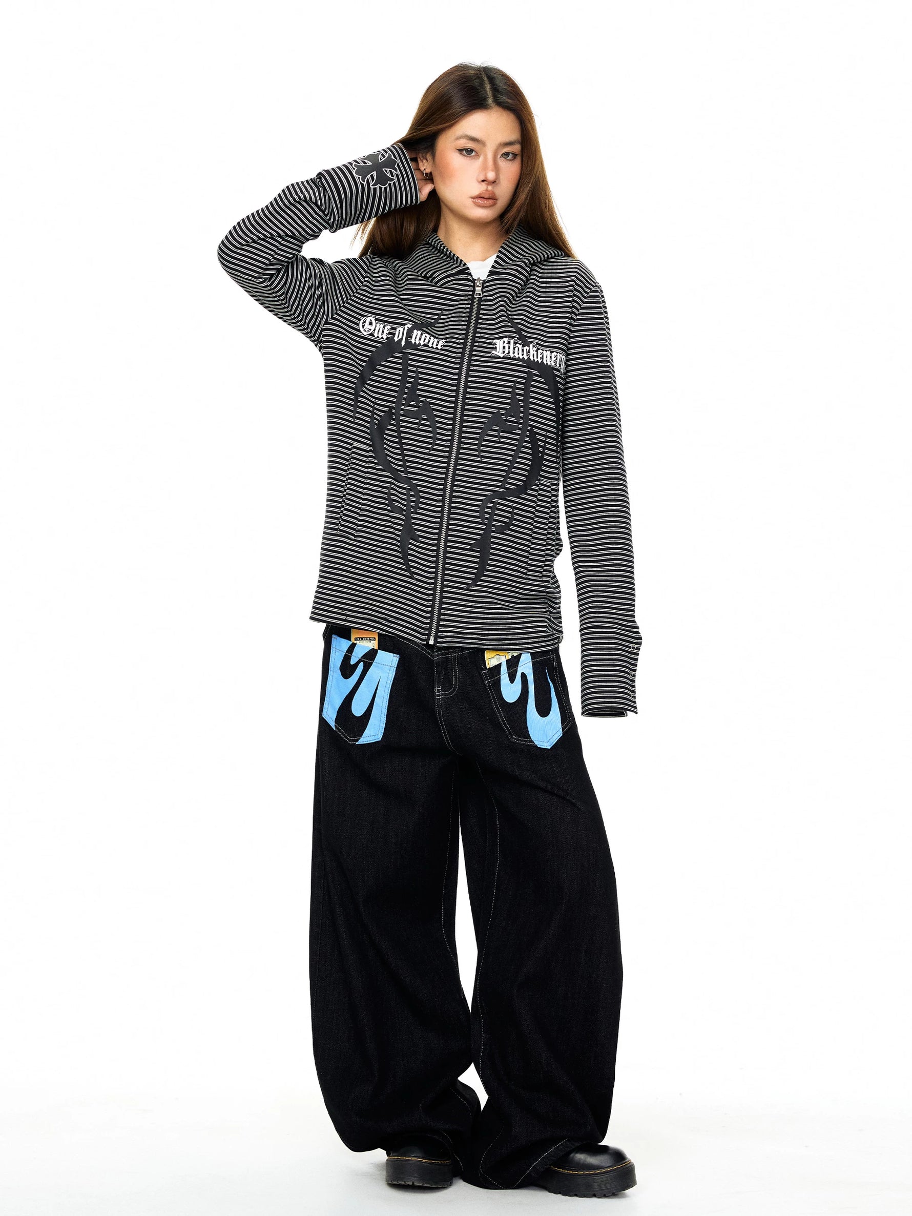 Striped Zip Up Hooded Sweatshirt 4