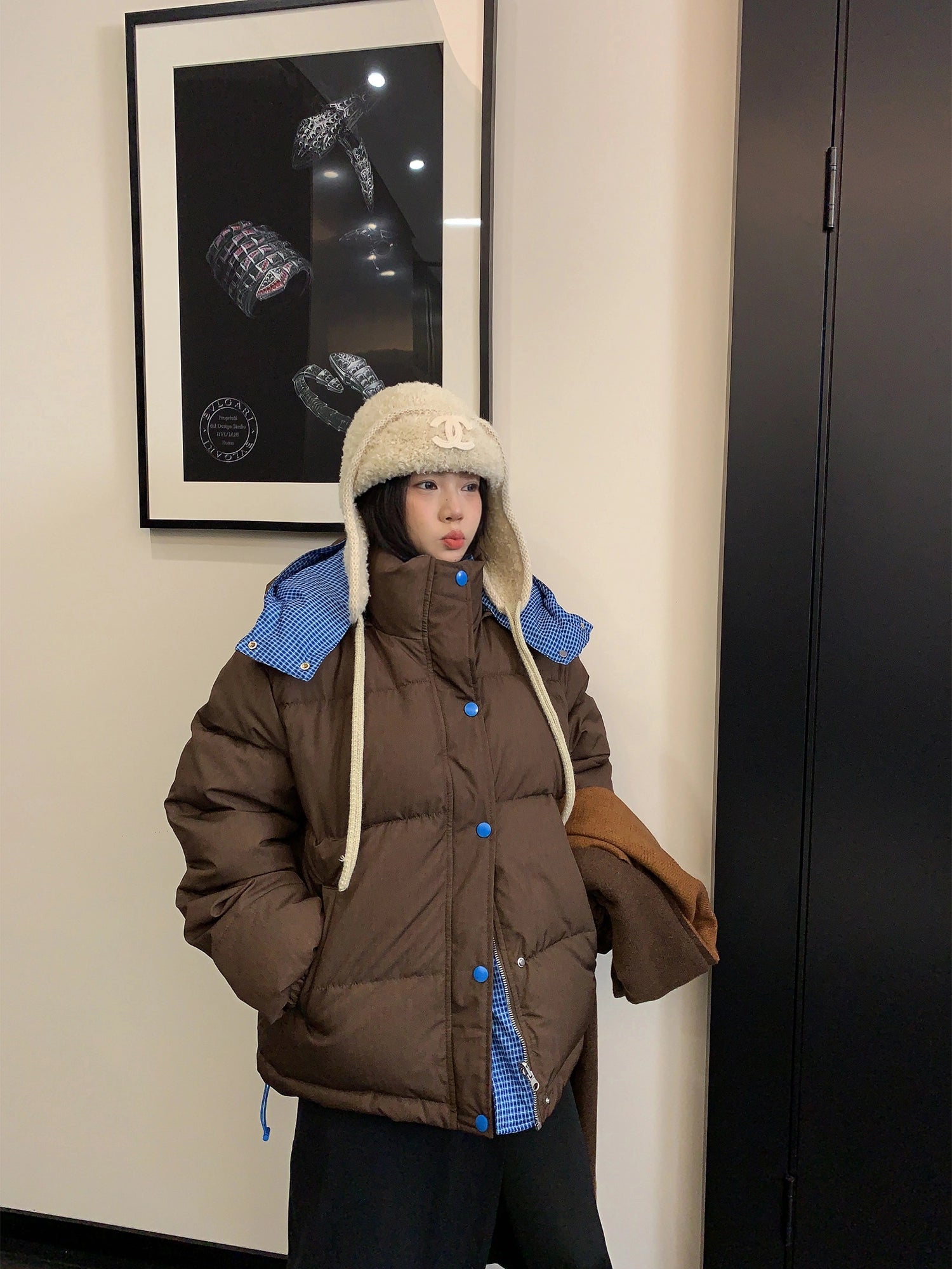 Giacca a vento imbottita con cappuccio reversibile 