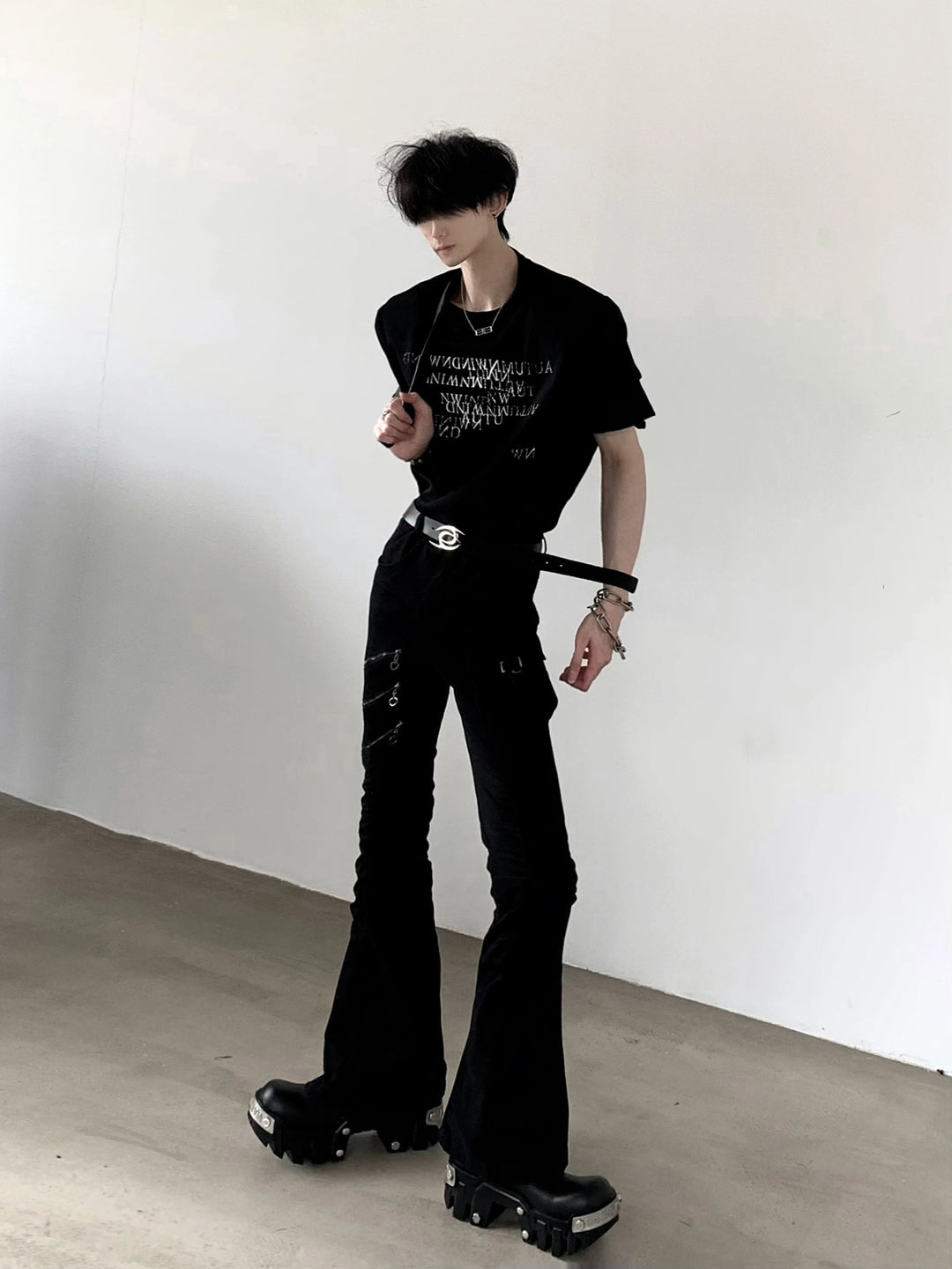 Slidt Vasket Skulderpude Grafik T-Shirt 