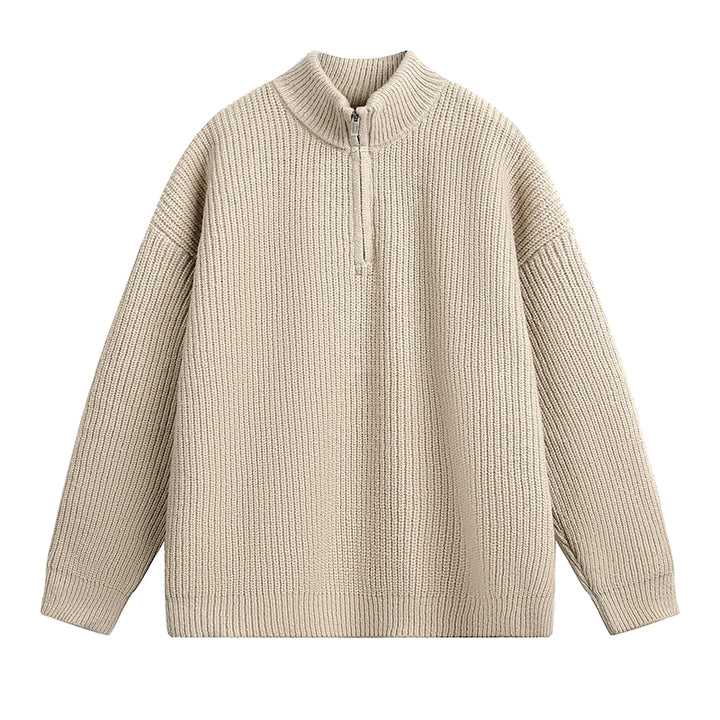 Half Zip Stand Collar Knit Sweater