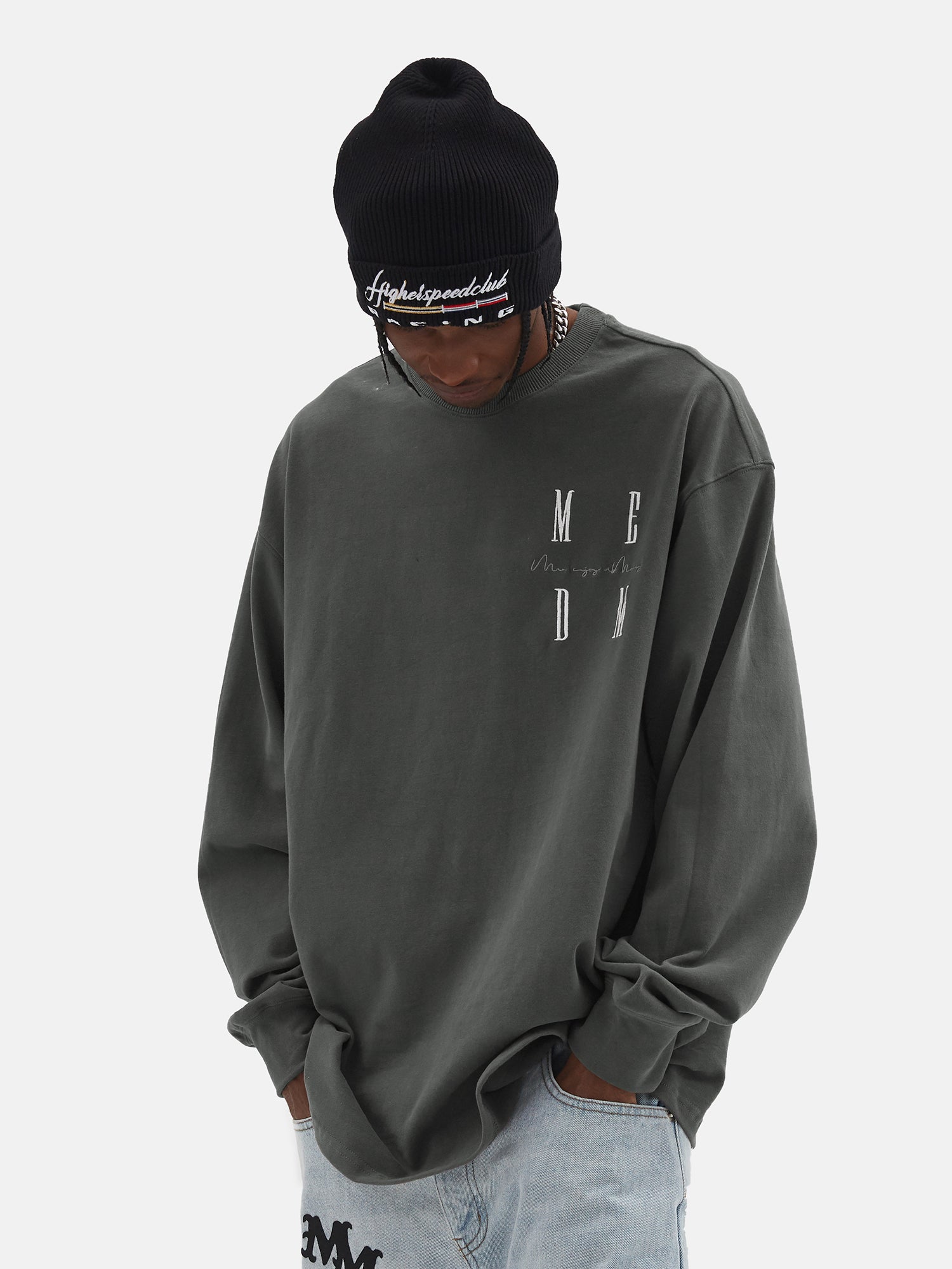 Oversized Embroidered Logo Pullover