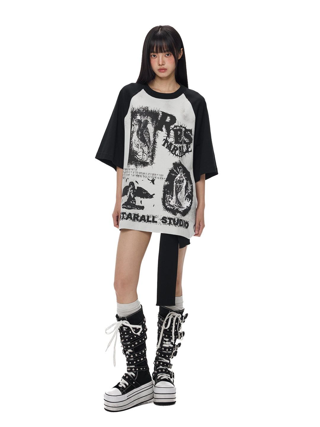 Graffiti-Druck Lockere Kurzarm-T-Shirt 