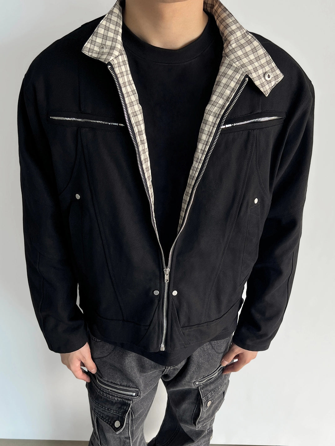 Dik Yaka Kanvas Harrington Ceket 