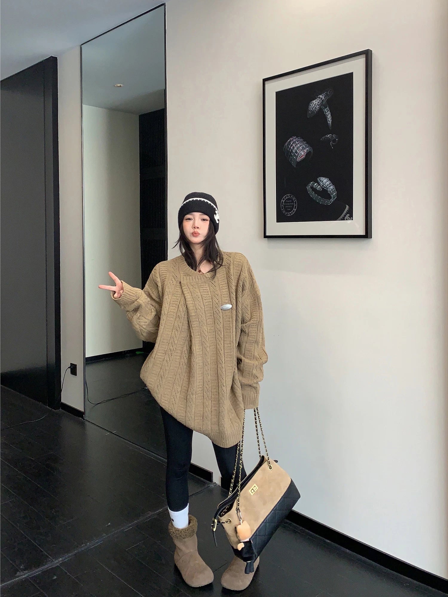 Oversized Cable Knit Pullover Sweater 4