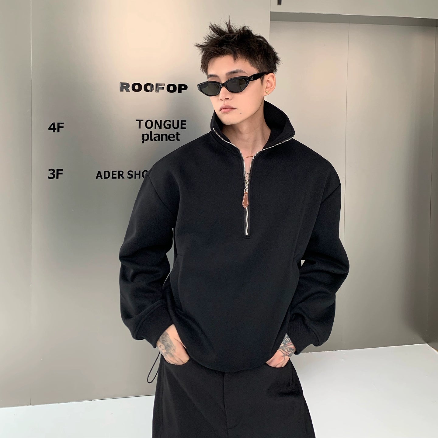 Half-Zip Loose Fit Commuter Sweatshirt