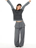 Striped and Polka Dot Layered Crewneck Top 4