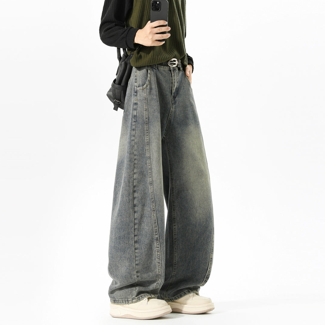 Deconstructed Wide-Leg Loose Jeans