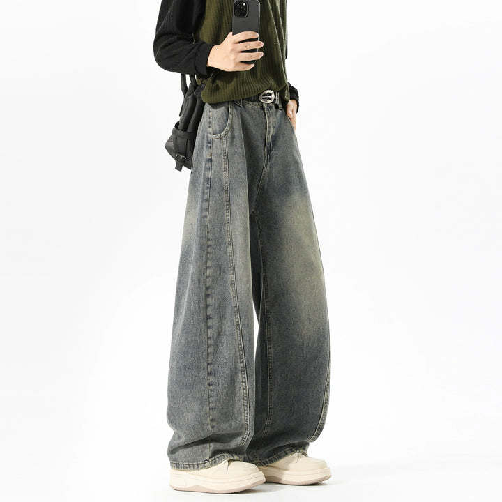 Deconstructed Wide-Leg Loose Jeans