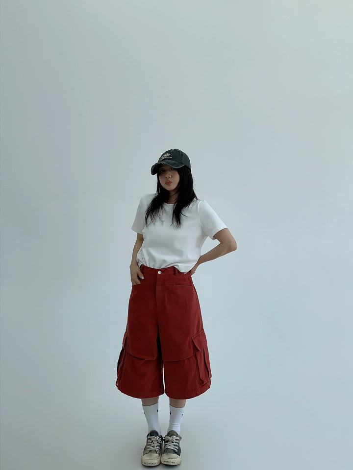 Casual Wide-Leg Denim Cropped Pants
