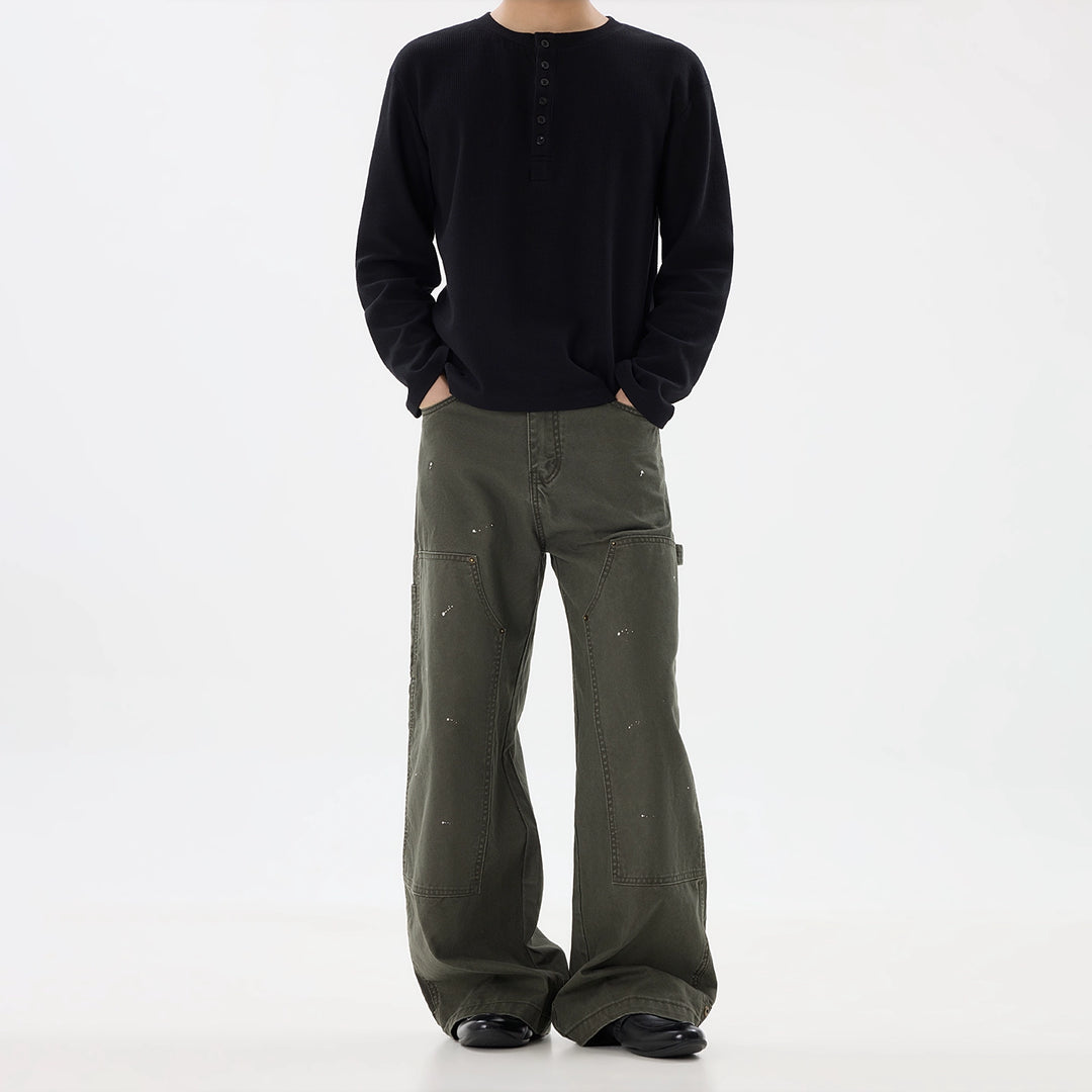 Vintage Flared Straight Overalls Pants