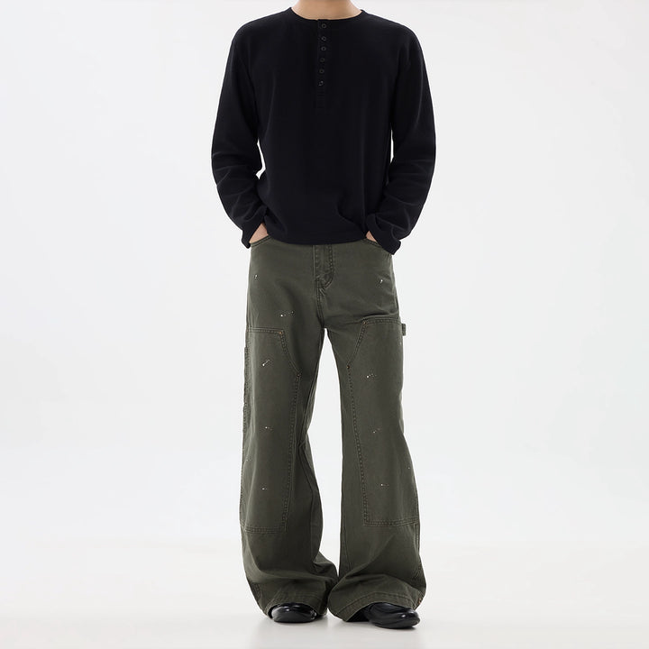 Vintage Flared Straight Overalls Pants