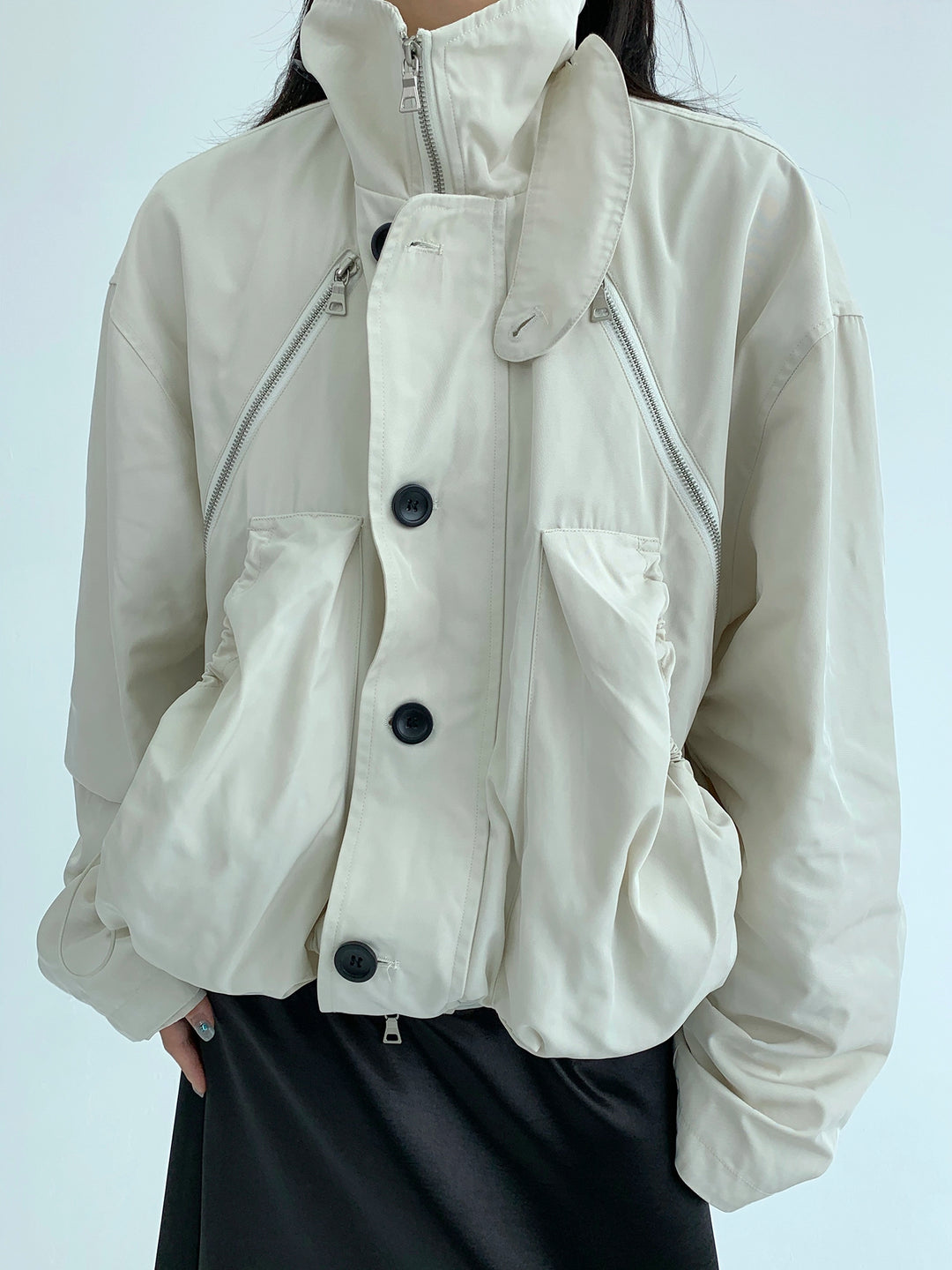 Functional Stand Collar Loose Jacket