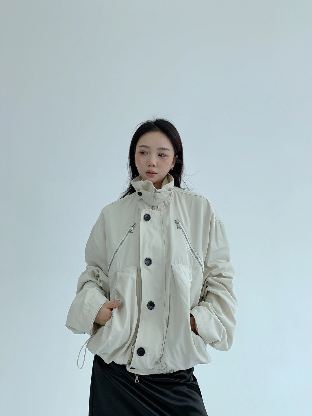 Functional Stand Collar Loose Jacket