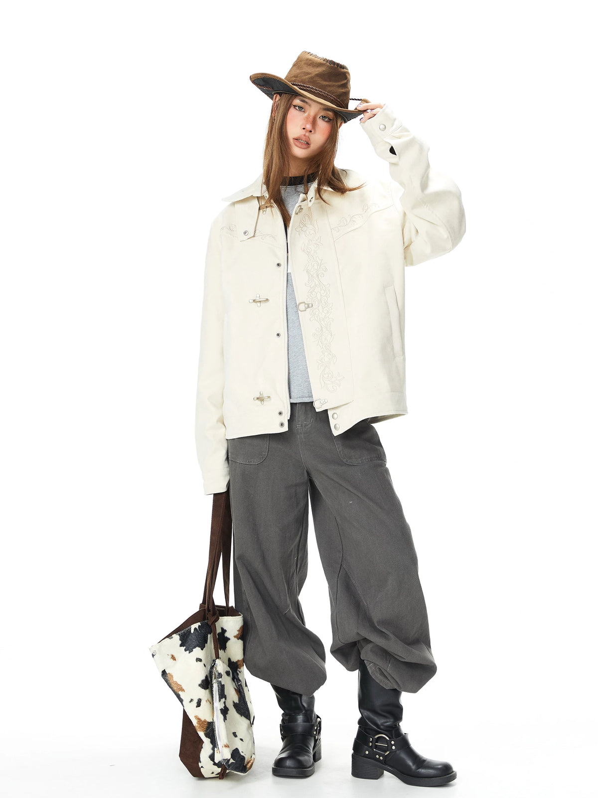 Floral Embroidered Button Front Casual Jacket 5