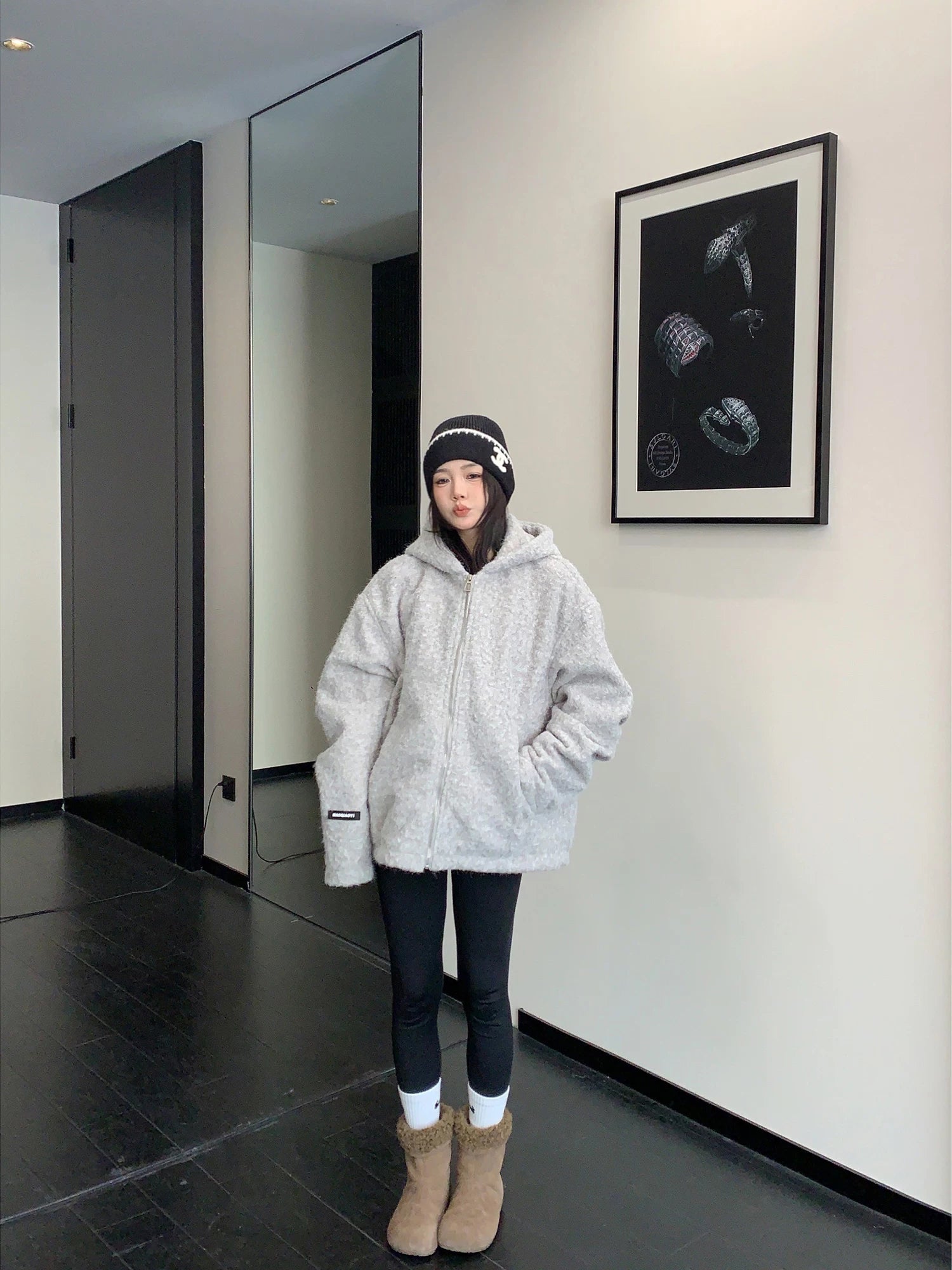 Oversized Fleece Hooded Zip Jacket 5