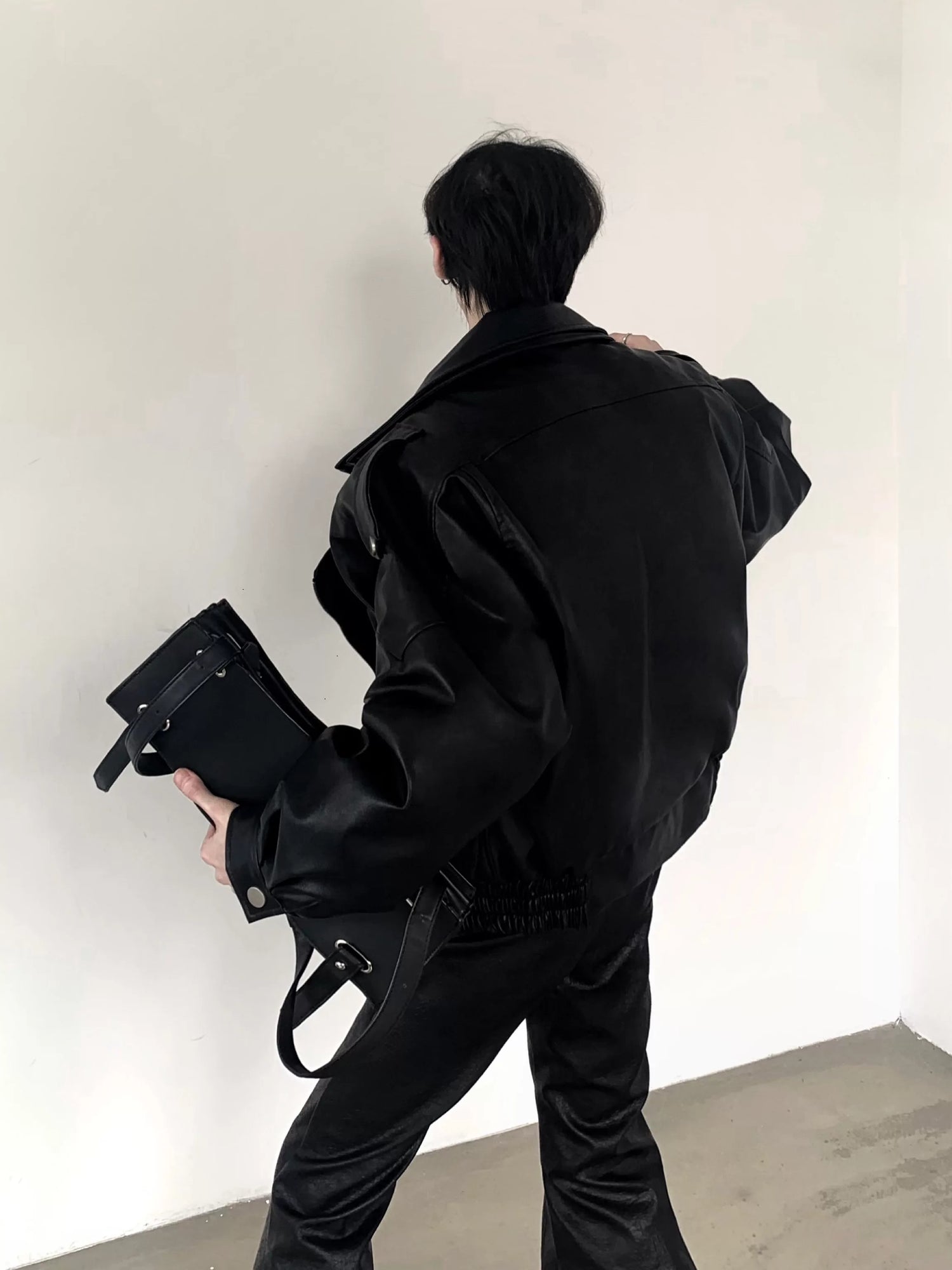 PU 가죽 푸퍼 바이커 숏 자켓 