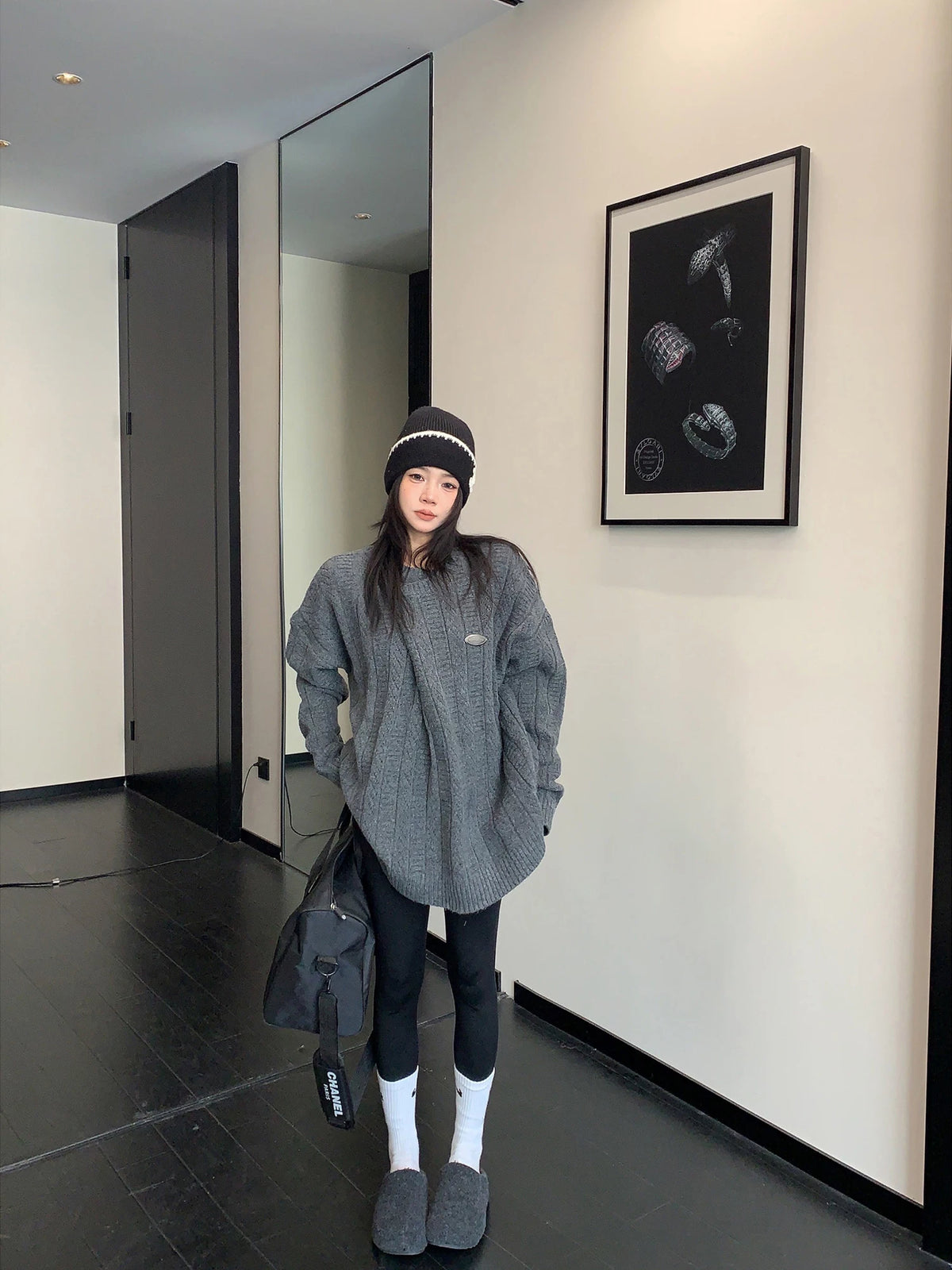 Oversized Cable Knit Pullover Sweater 2