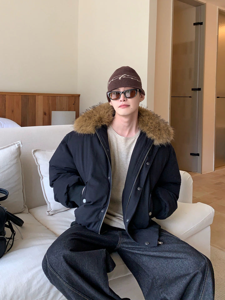 Chaqueta acolchada con capucha y cuello de piel sintética 