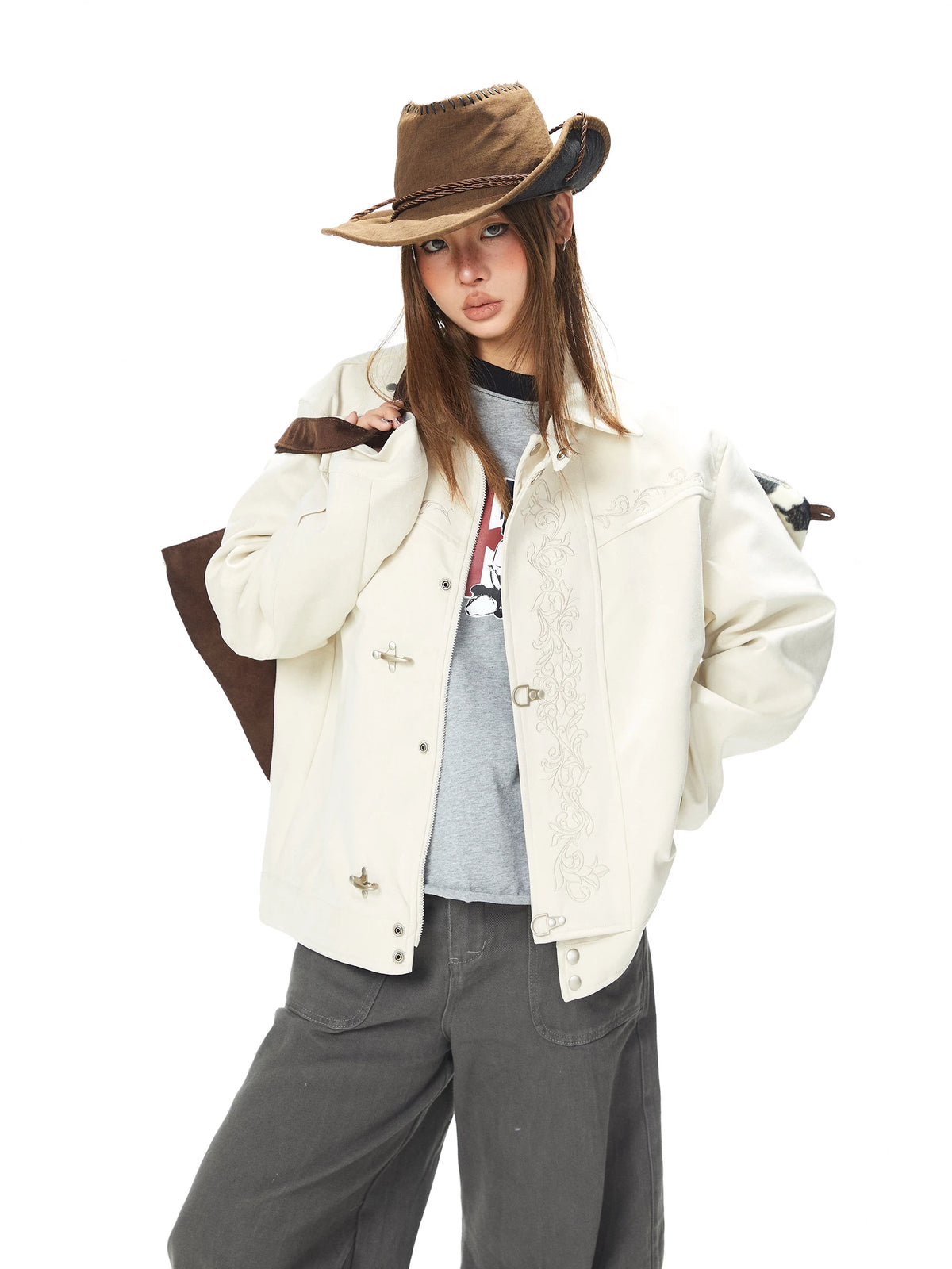 Floral Embroidered Button Front Casual Jacket 3