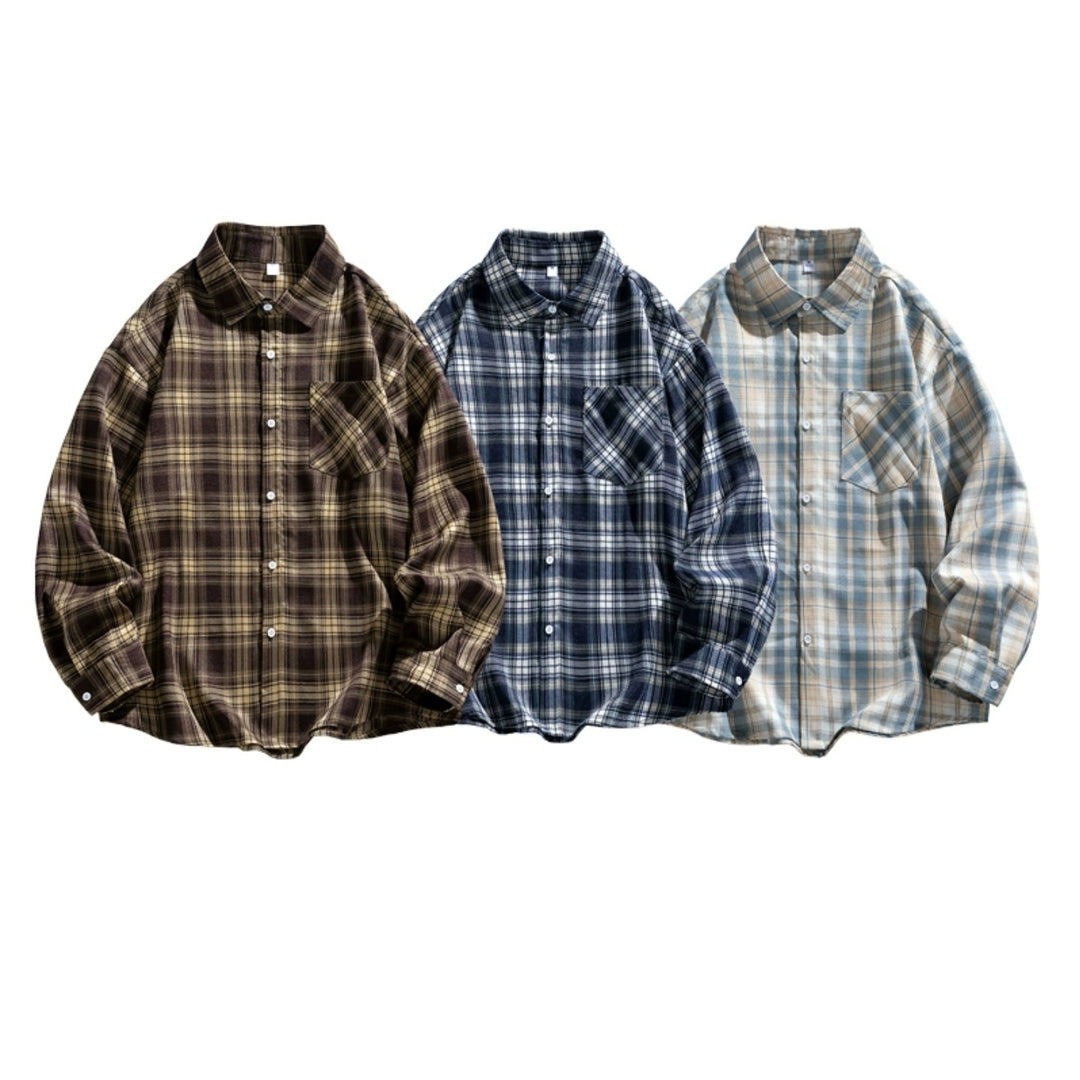 Plaid Long Sleeve Loose Casual Shirt