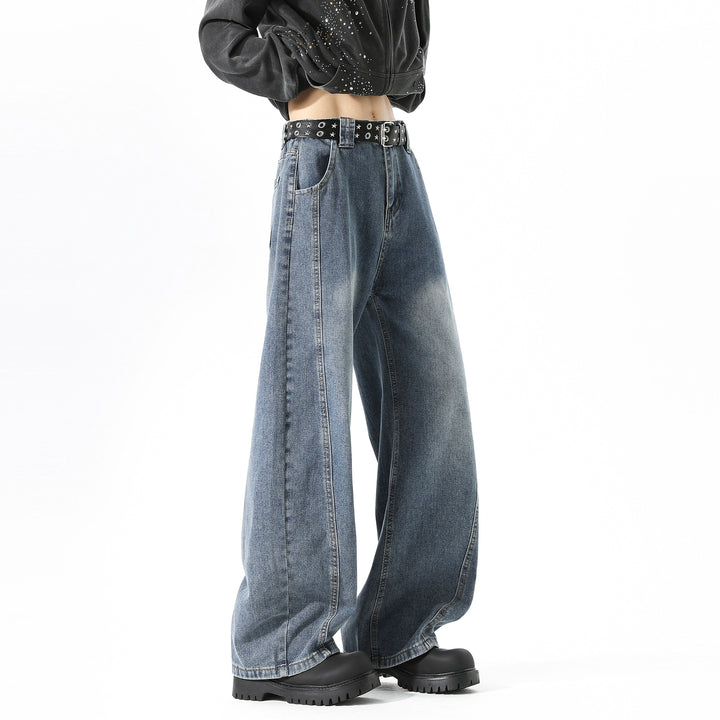 Deconstructed Wide-Leg Loose Jeans