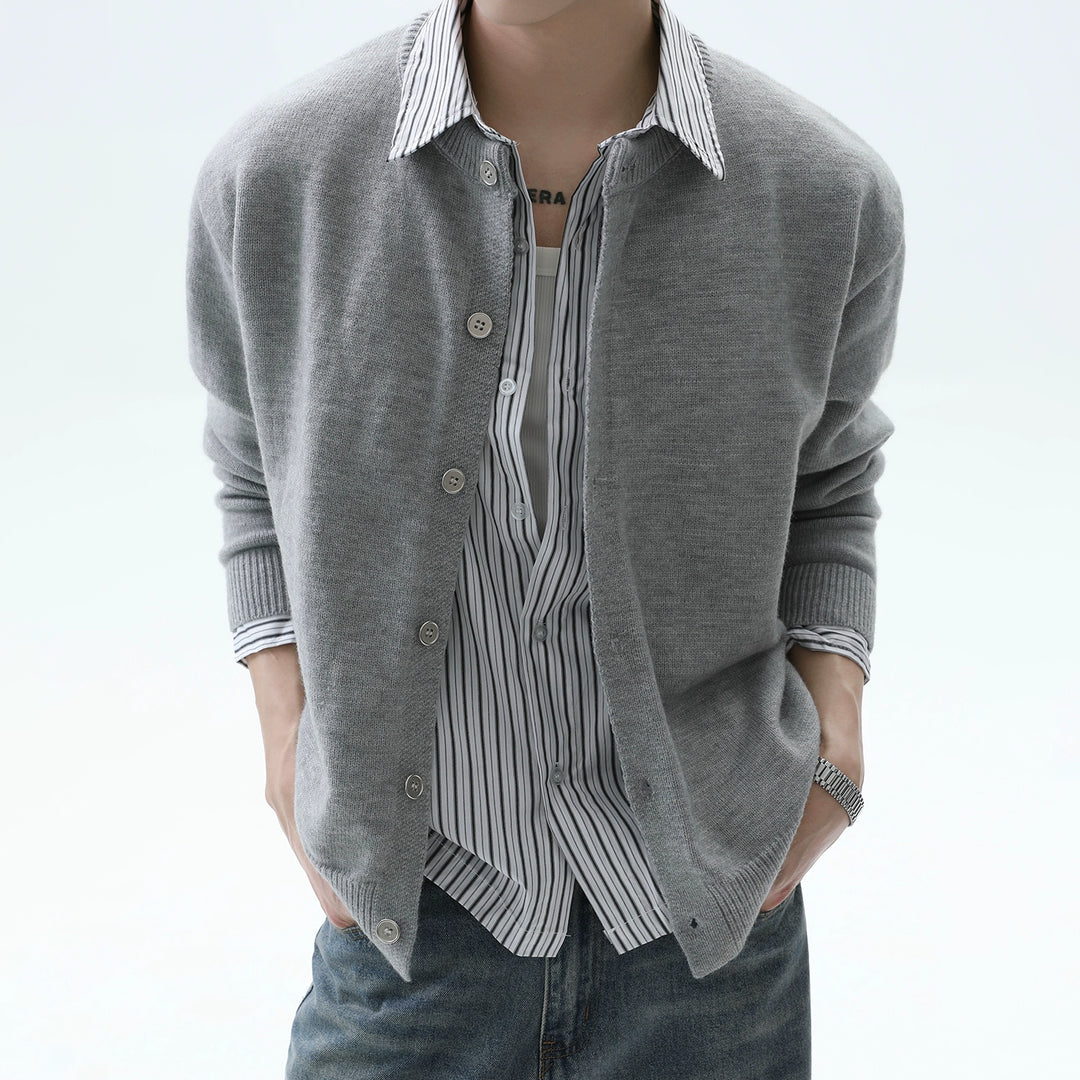 Striped Patchwork Knit Cardigan Sweater